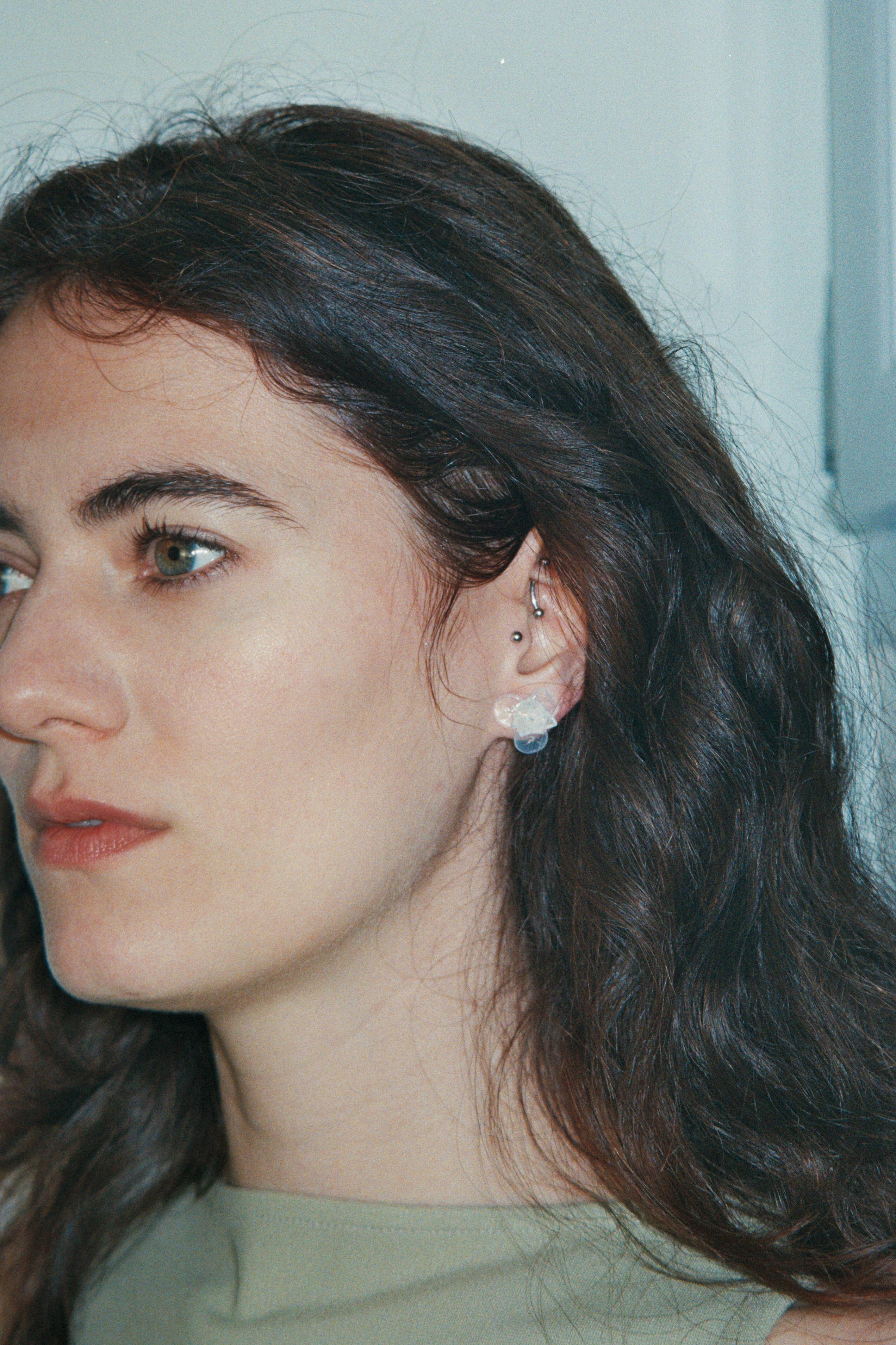 Pensée earrings - Opaline white