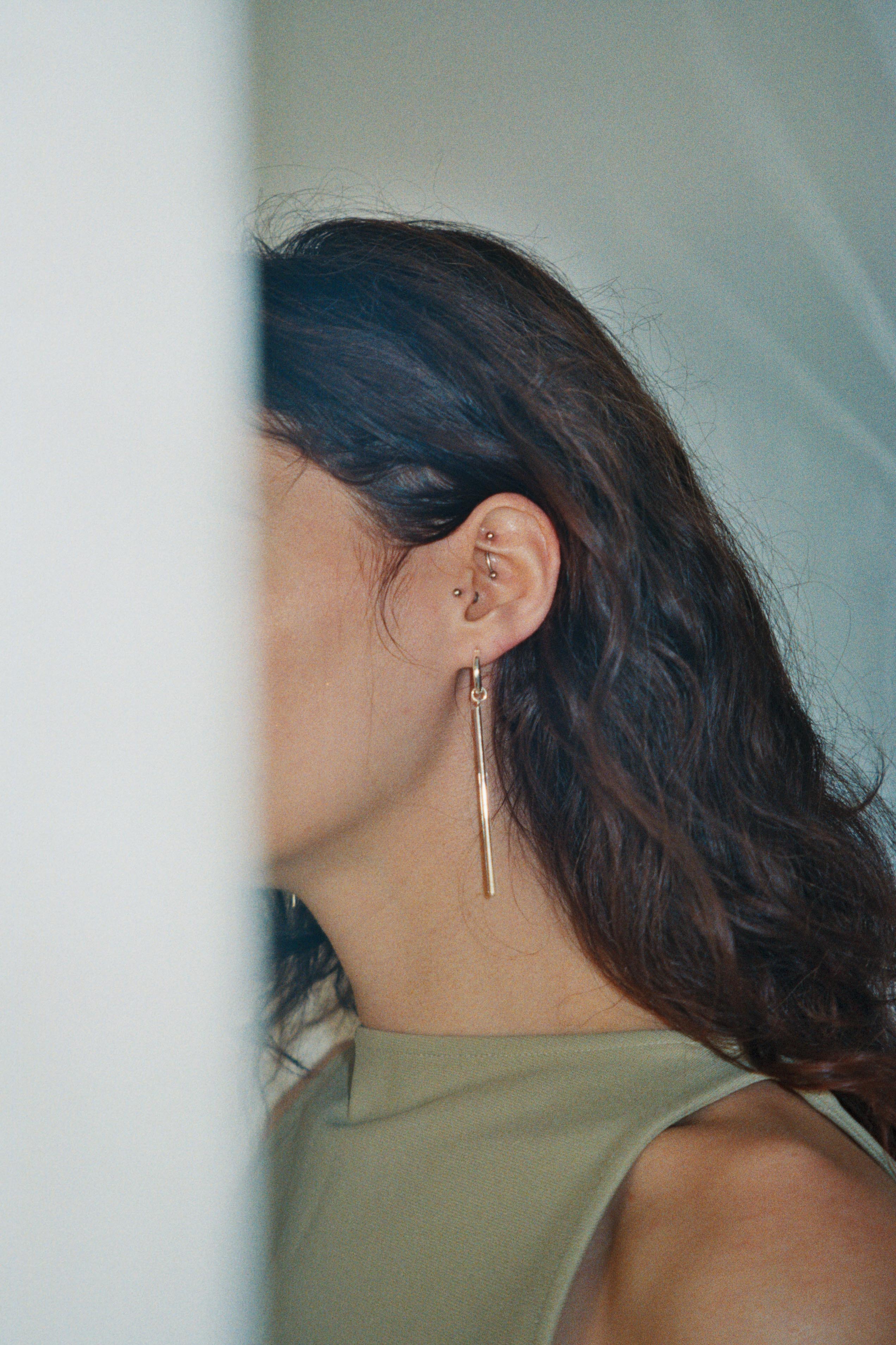 Rod earrings - Plain silver