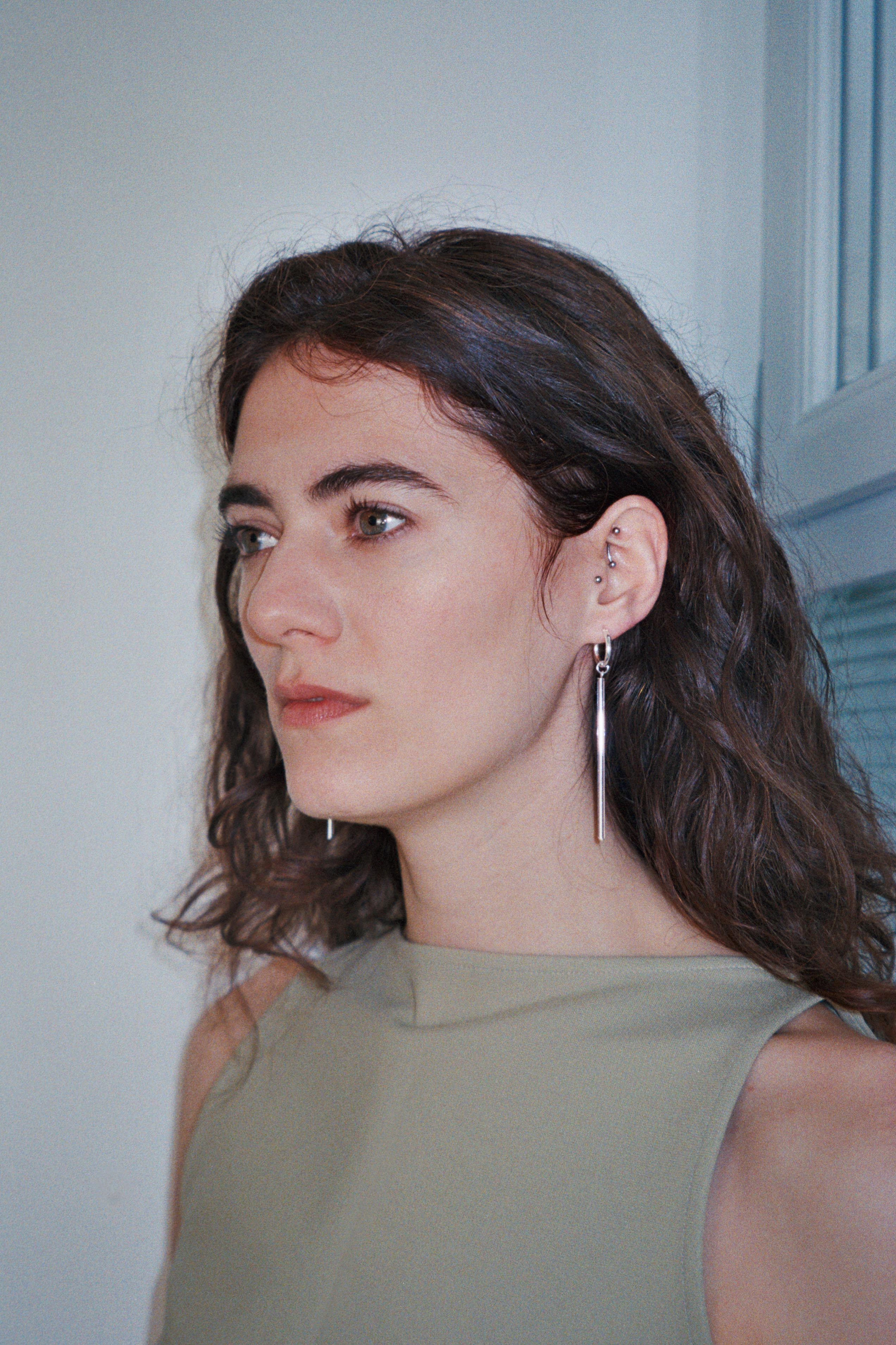 Rod earrings - Plain silver