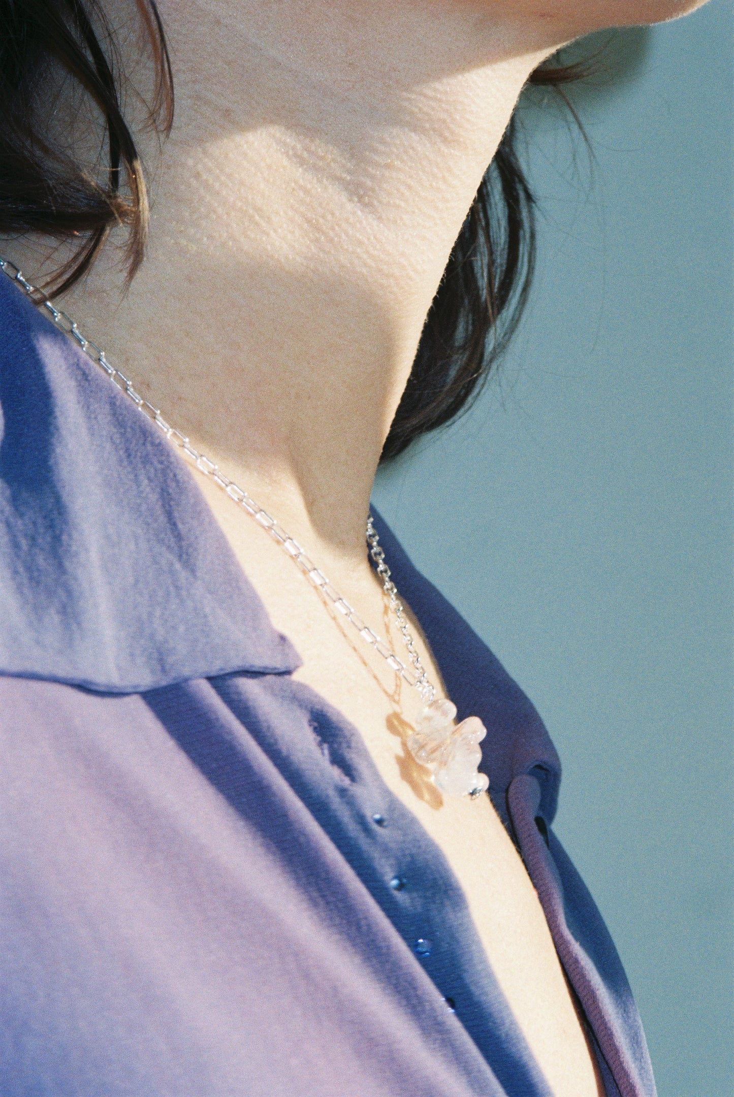 Aloe necklace - Opal white, copper dust
