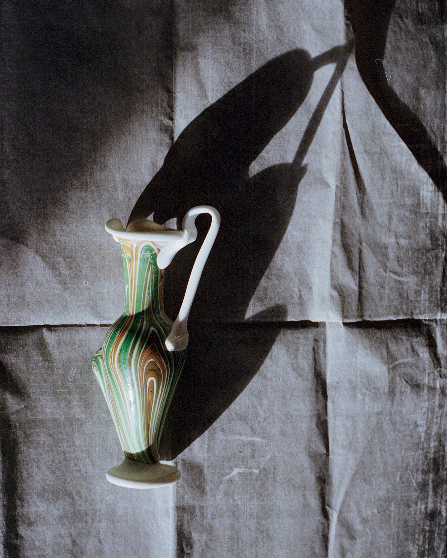 Phoenician glass vase - white, orange and green