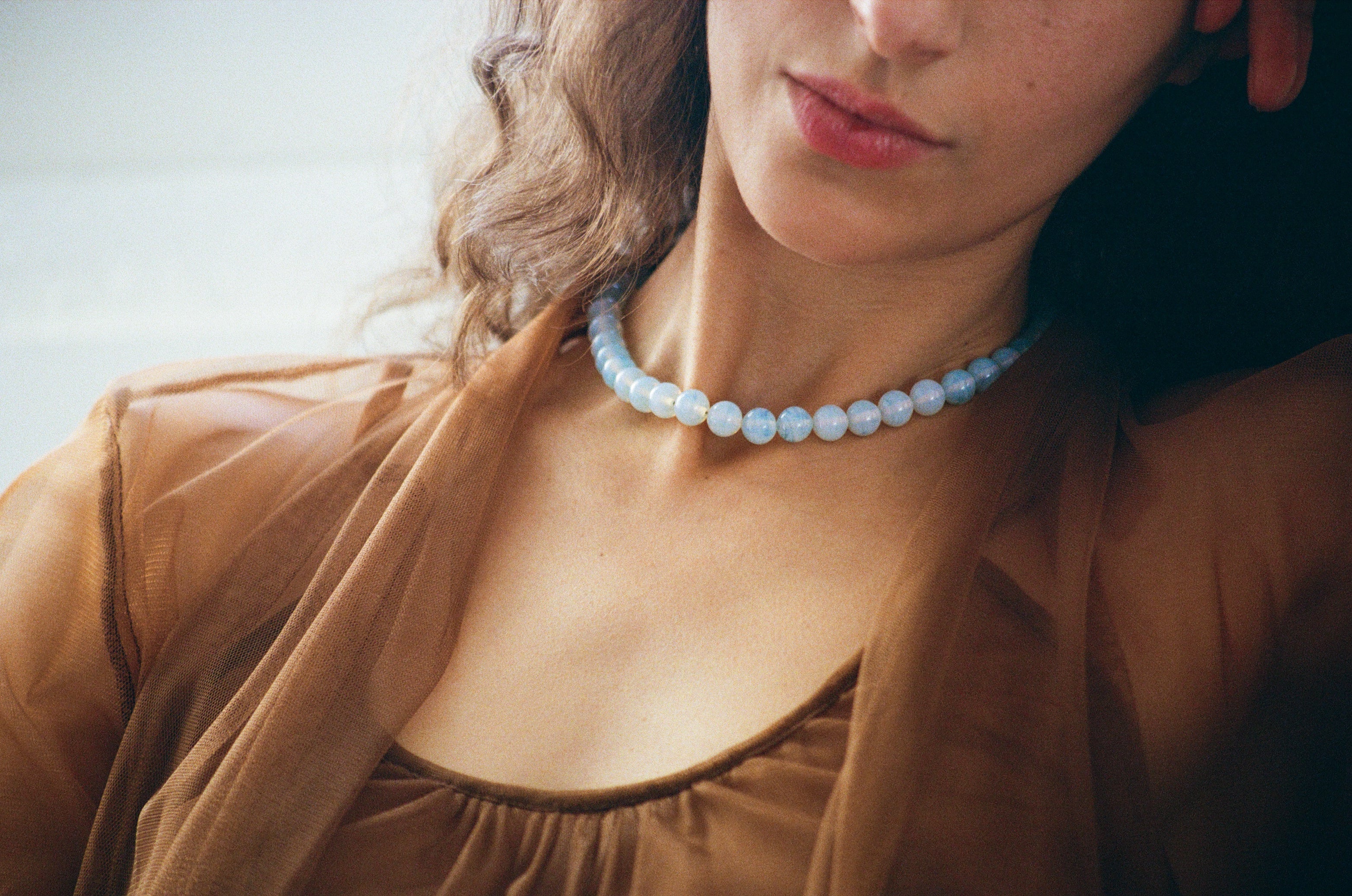 Marie necklace - Opaline blue