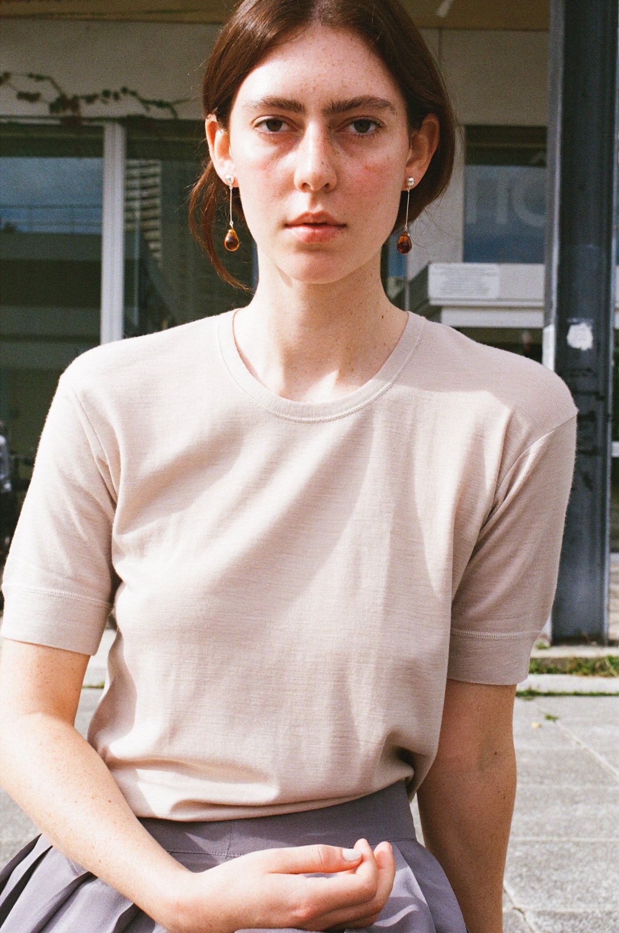 Gota Long earrings - Amber