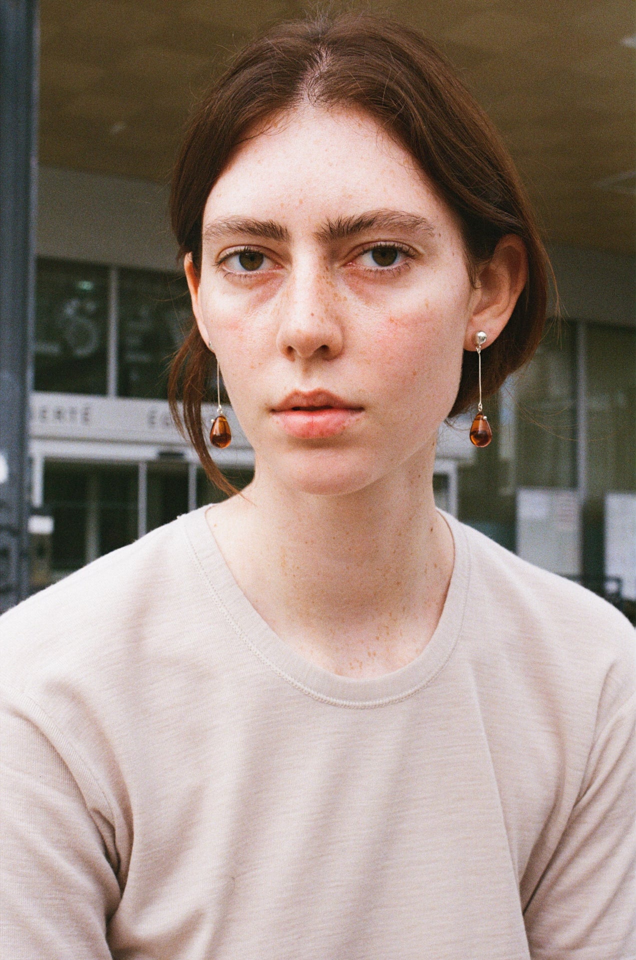 Gota Long earrings - Amber