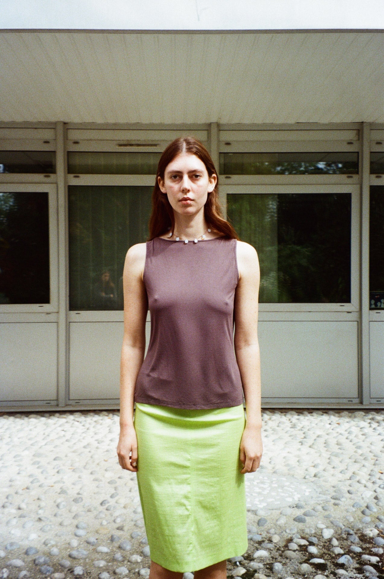 Noué necklace - Opaline white / Tan