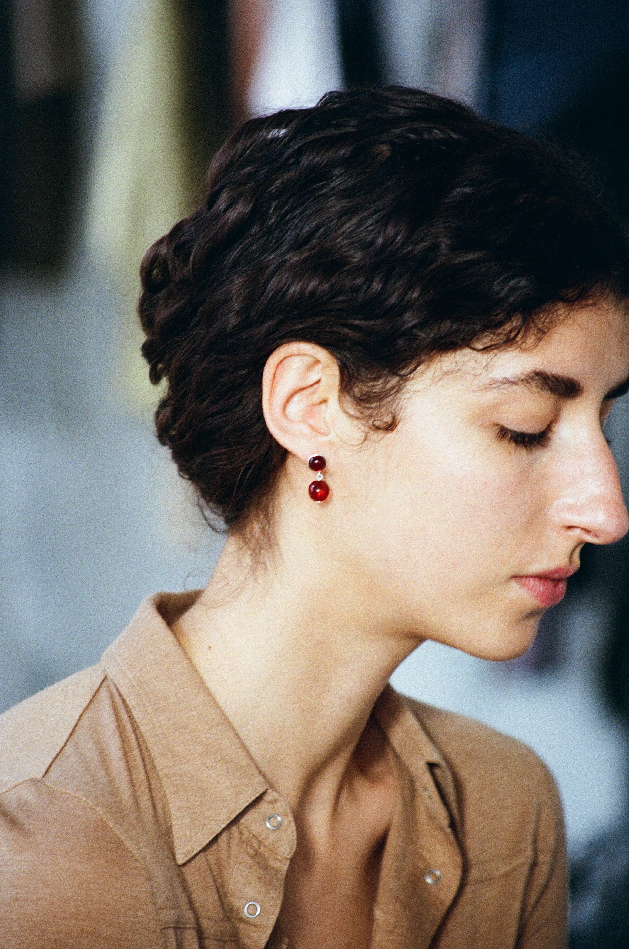 Mate earrings - Grenat
