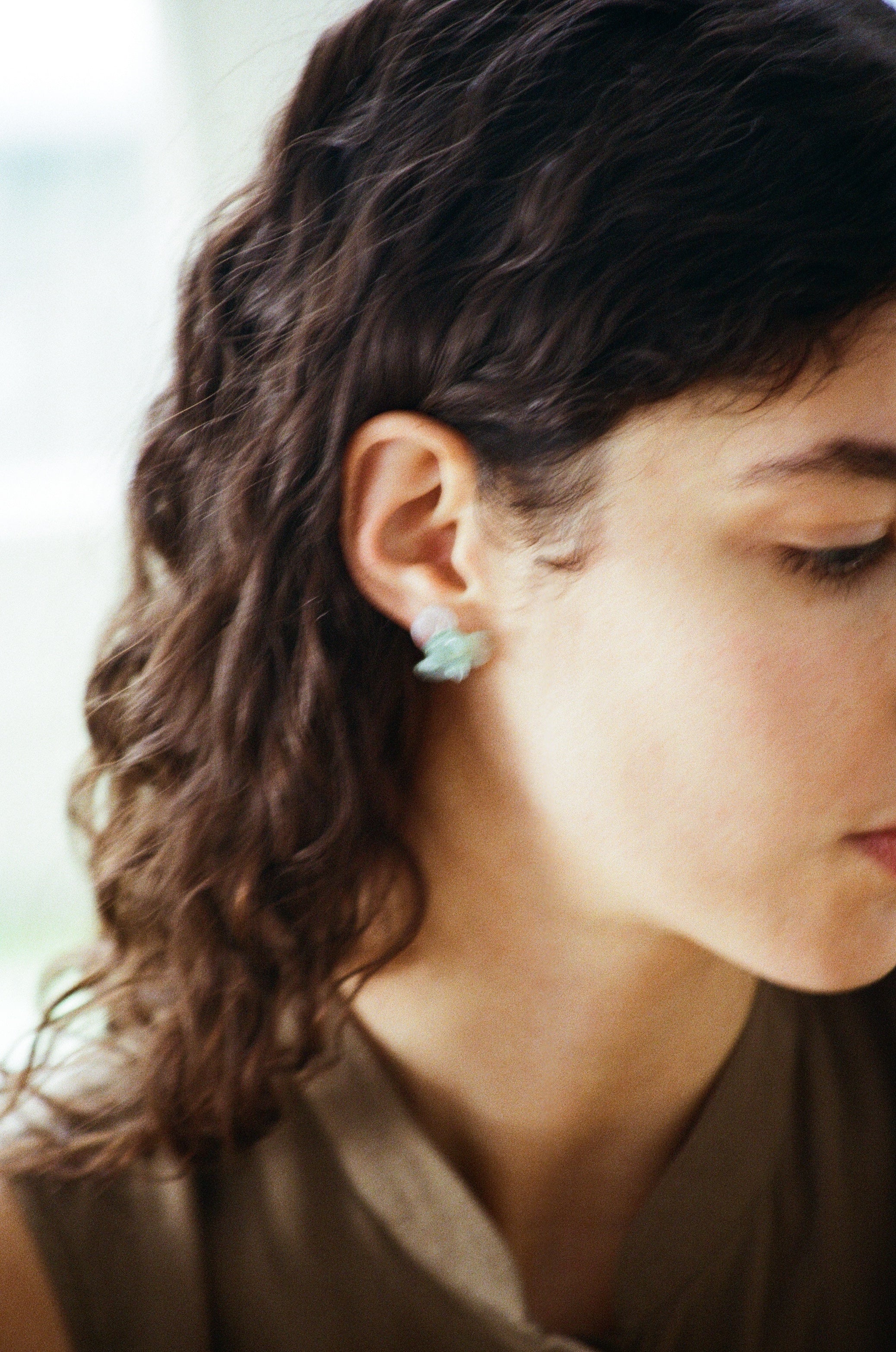 Pensée earrings - Opaline jade