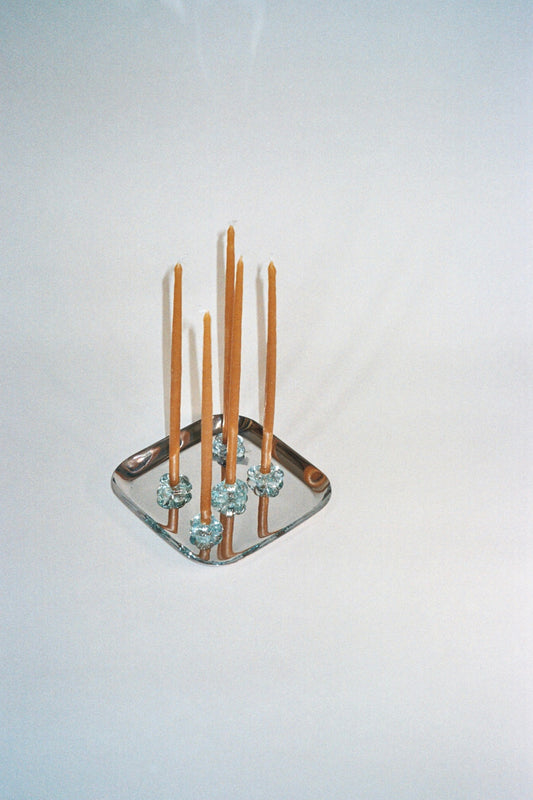 Thin long candles + Fleur candle holders / Bundle