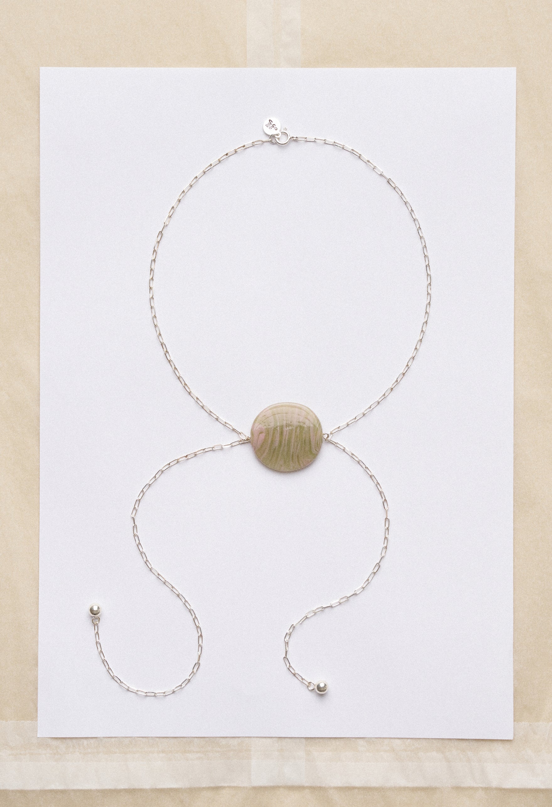 Gong neckalce - Marbled green