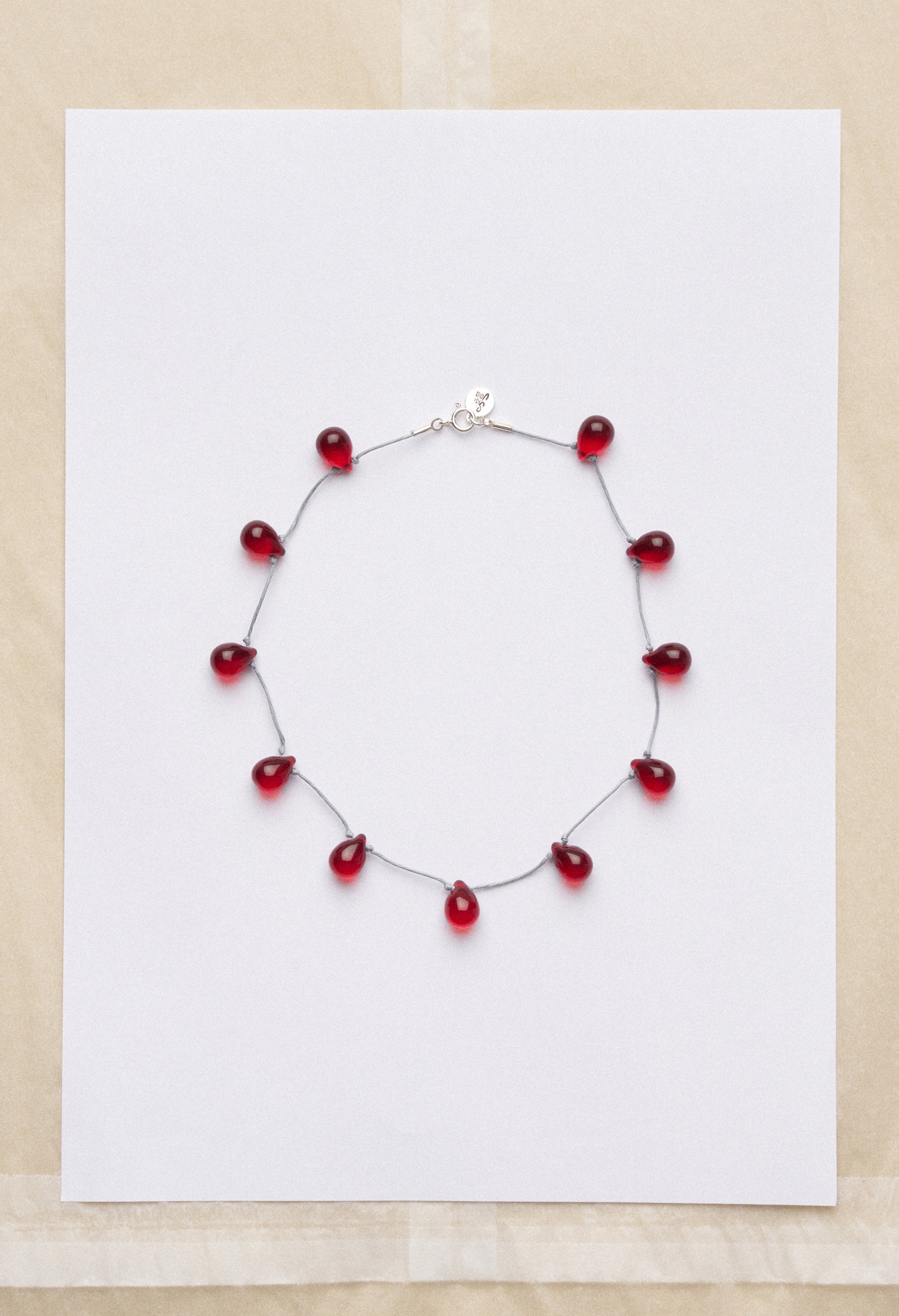 Noué necklace - Grenat / Grey