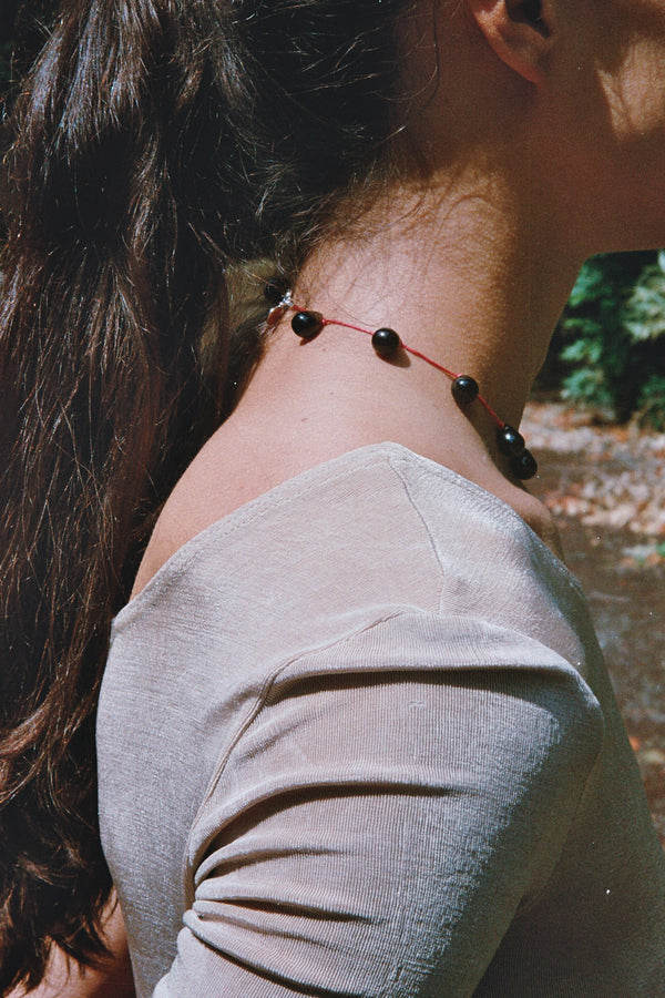 Noué necklace - Red / black