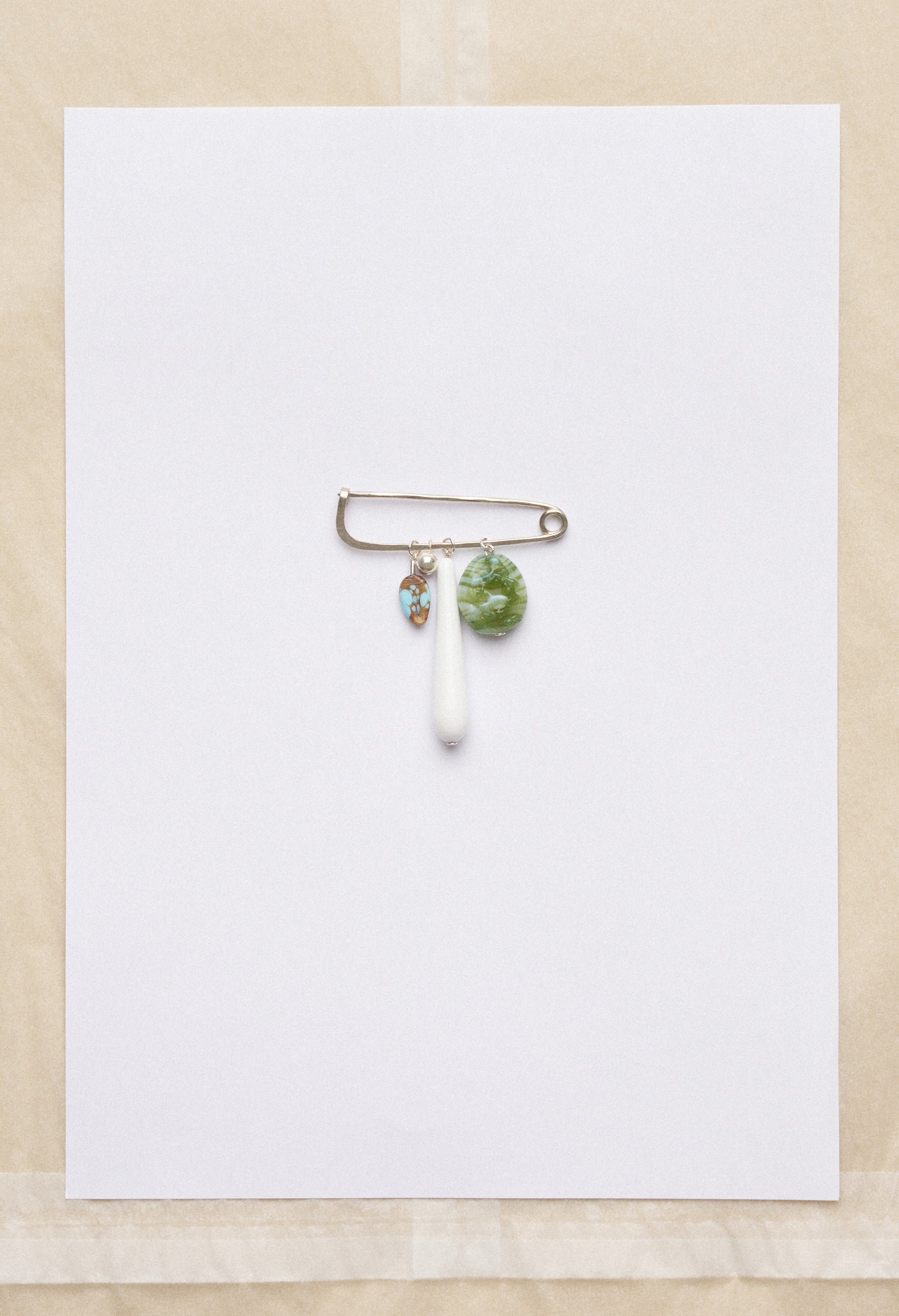 Pull brooch - Blanc / Marbled green / Turcoco