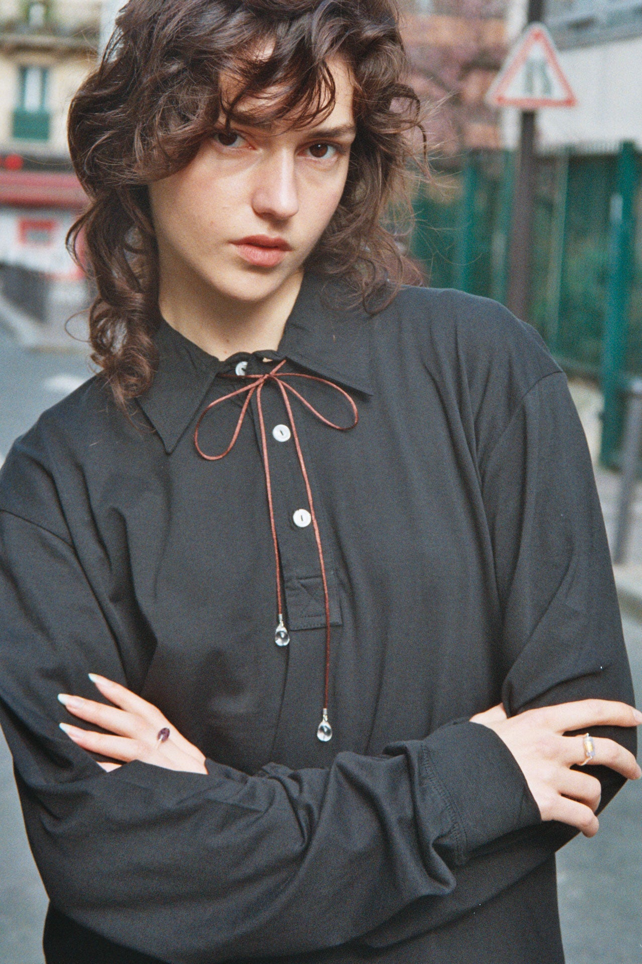 Long TAC TAC necklace - Brown