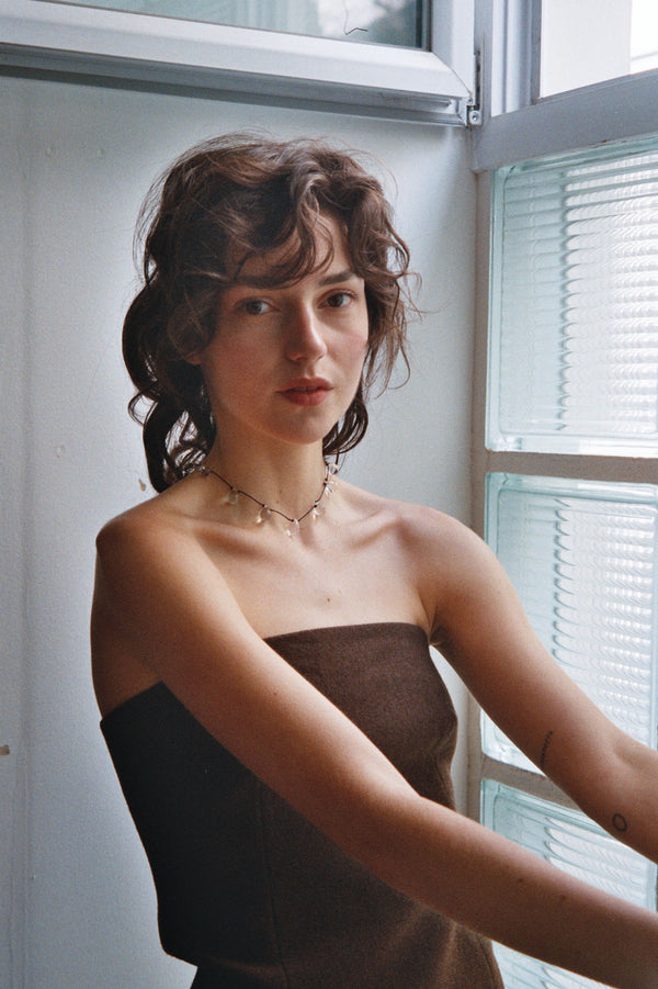 Noué necklace - Clear/ Black