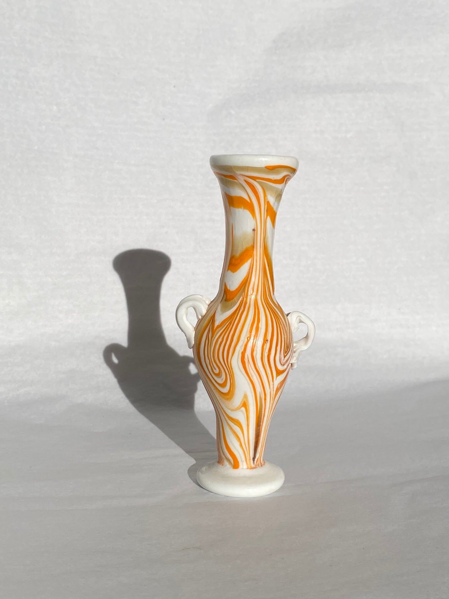 Phoenician glass vase - white and orange