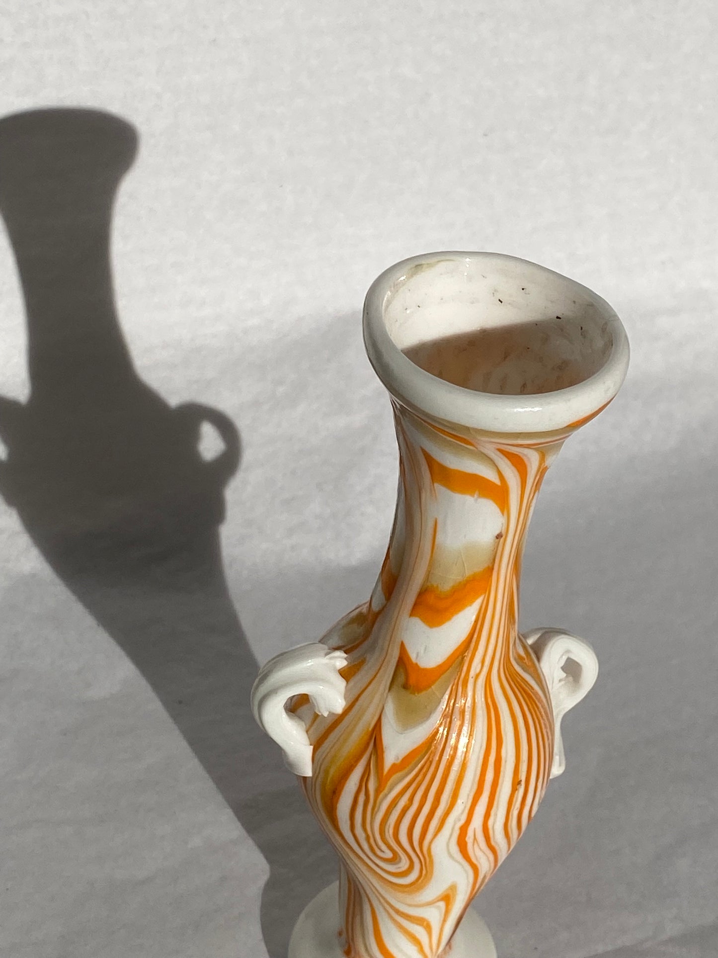 Phoenician glass vase - white and orange