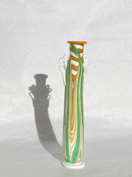 Phoenician glass vase - white, orange and green