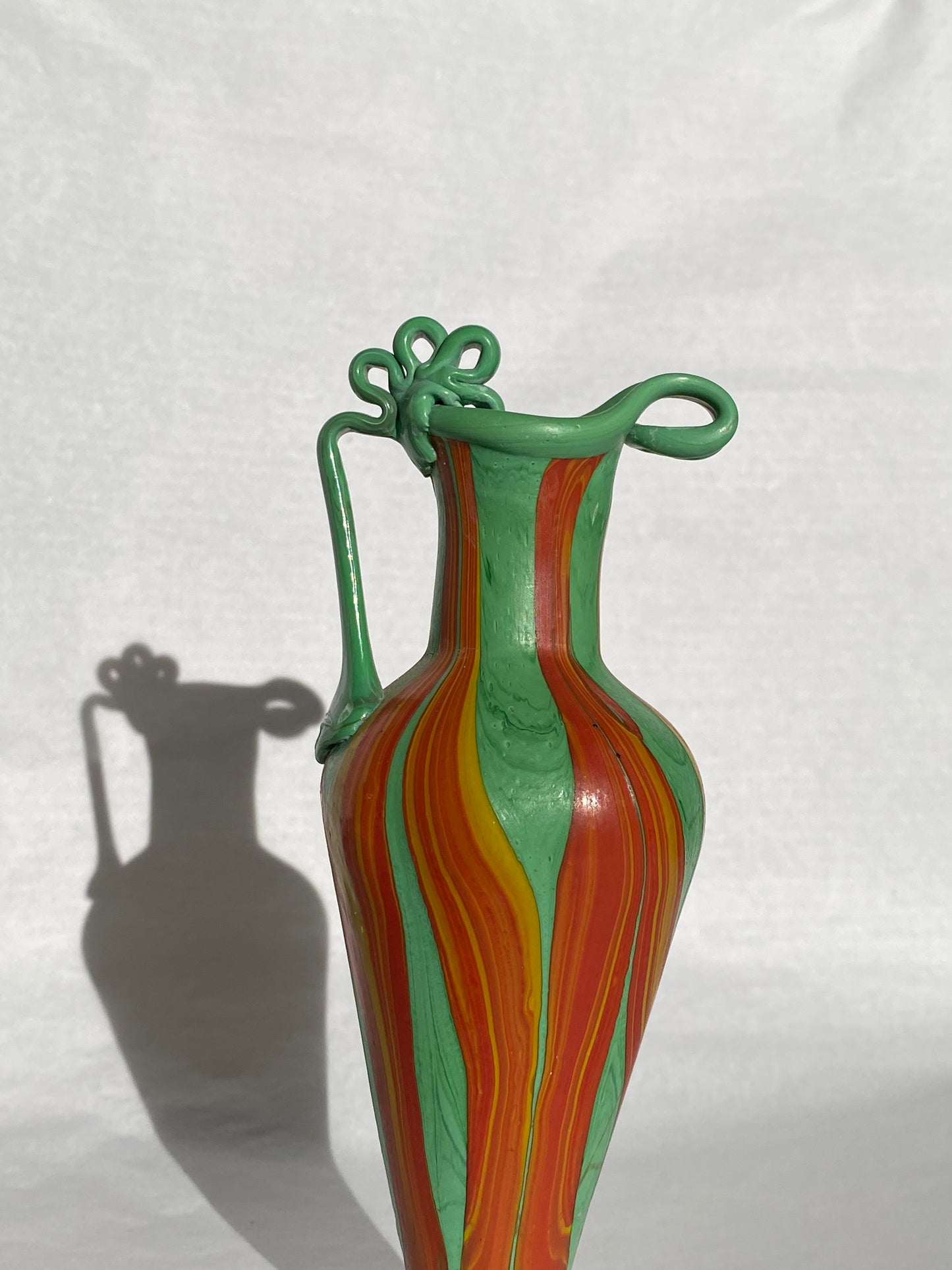 Phoenician glass vase - green, orange and red