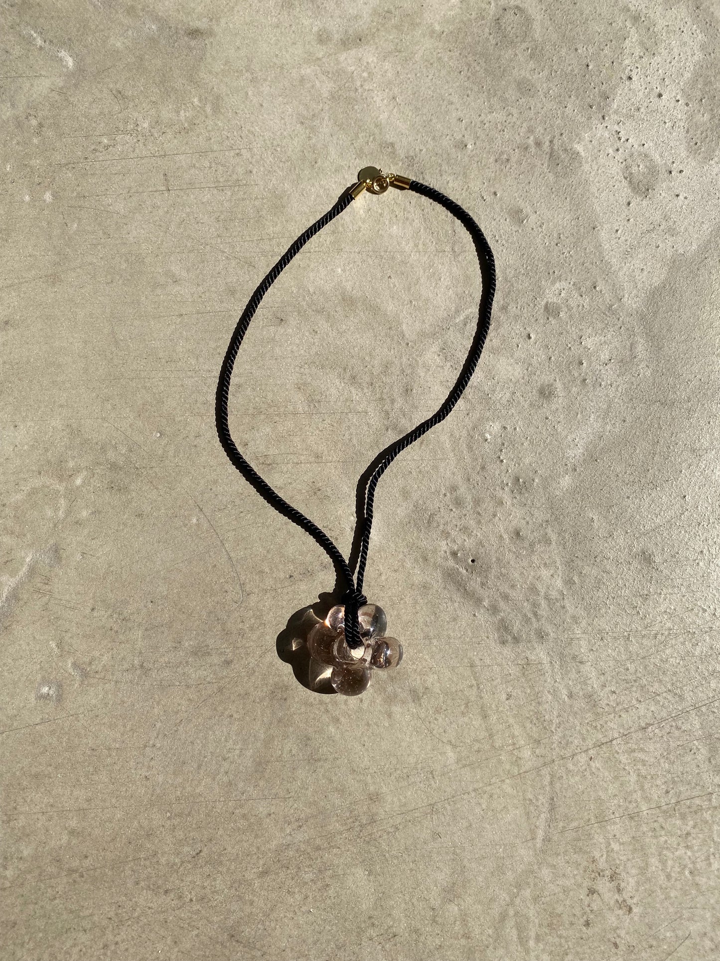 Fleur necklace Pale pink / Black cord