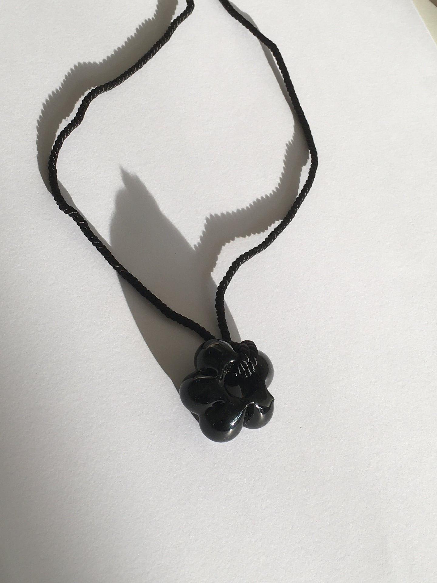 Fleur necklace Almost black / Black cord