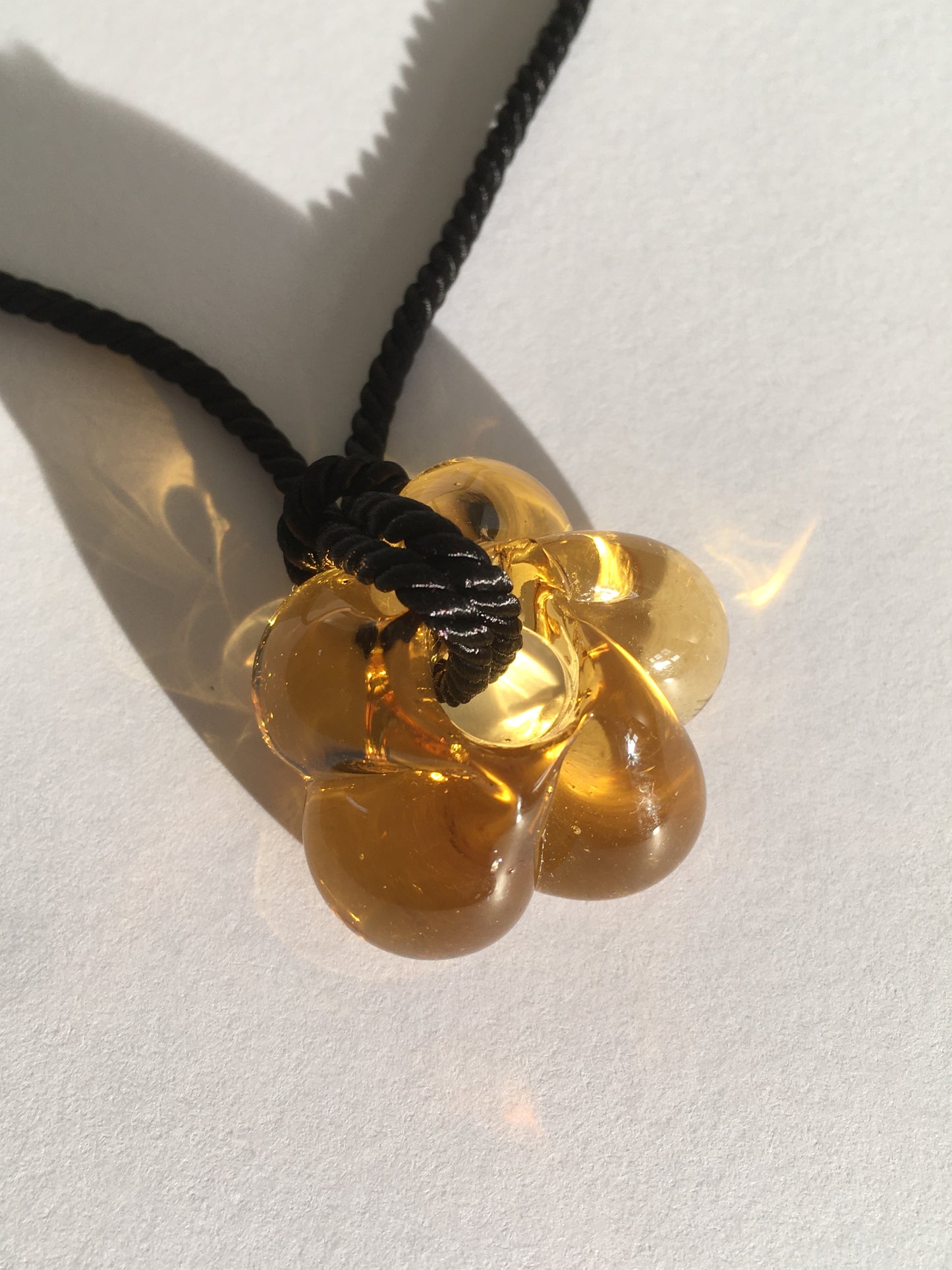 Fleur necklace Orange / Black cord