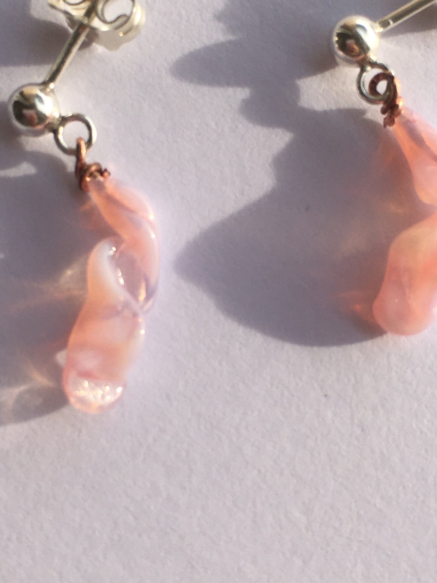 Mini nails glass pendants - Opal pink