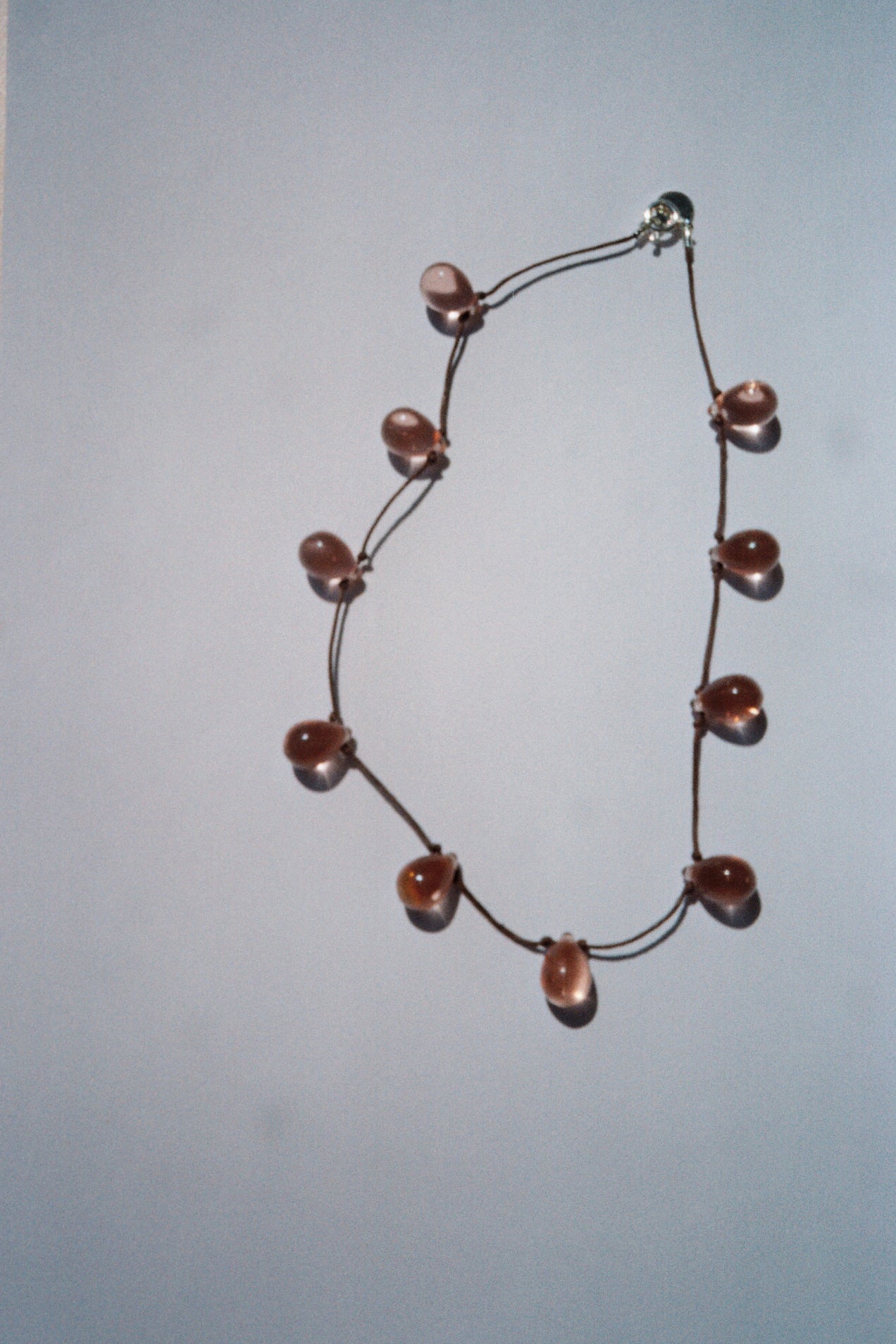 Noué necklace - Pink / Chocolate cord